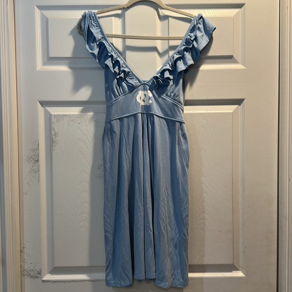Blue Ruffled Mini Dress - Picture 2 of 7